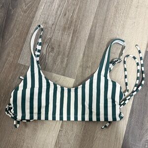 Striped Green and White Bikini Top